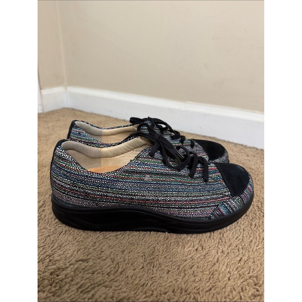 Finn Comfort Women's Multi-Color Comfort Lace-Up Sneakers size 6 Lagenlook Artsy